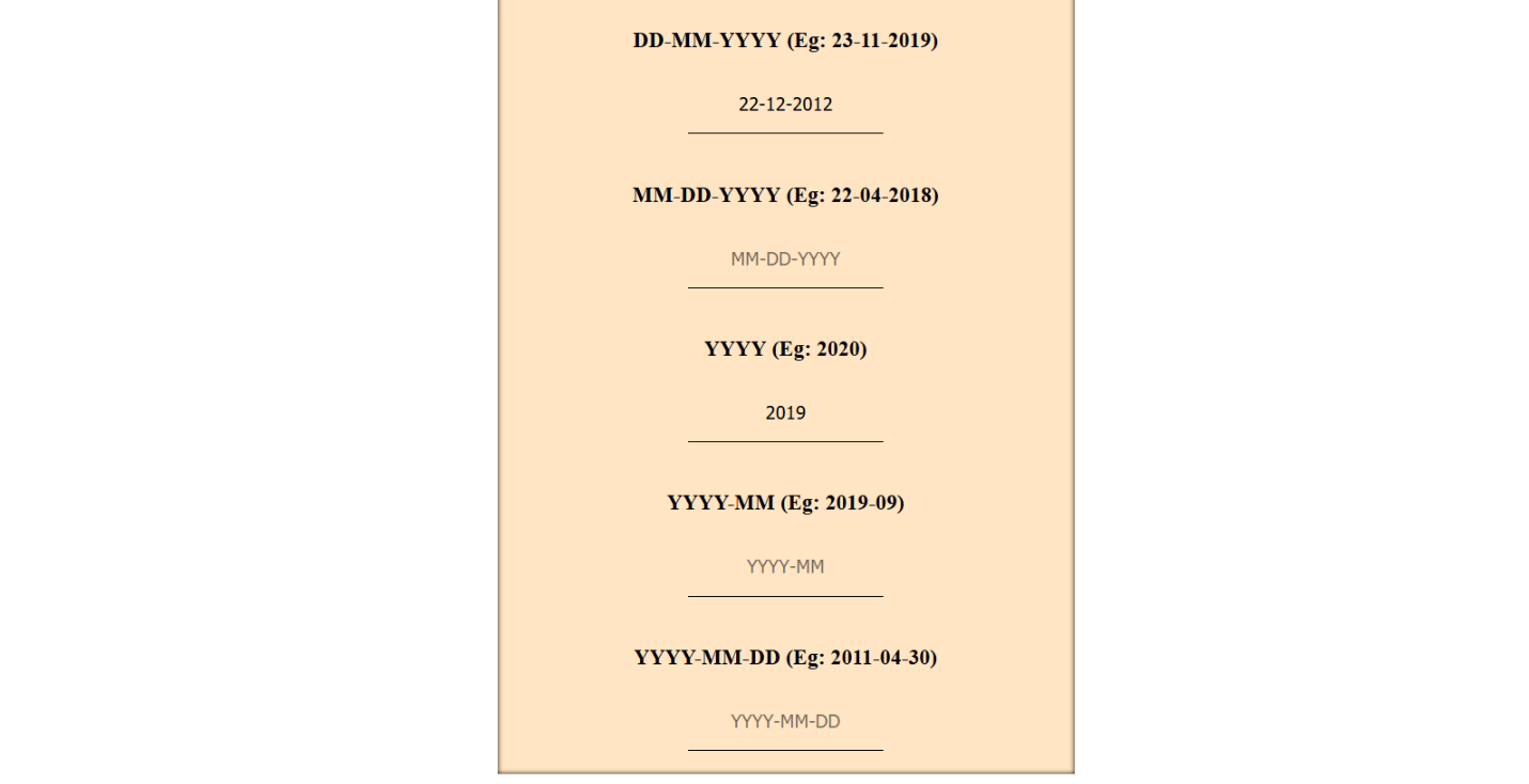 Demo of Date input masking