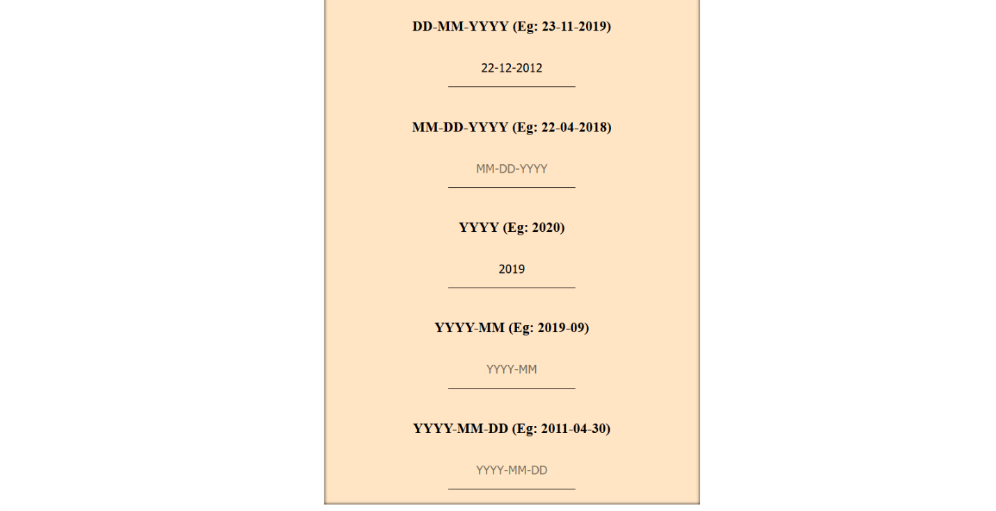 sidde lærebog antyder How to do input masking for various HTML Date type inputs