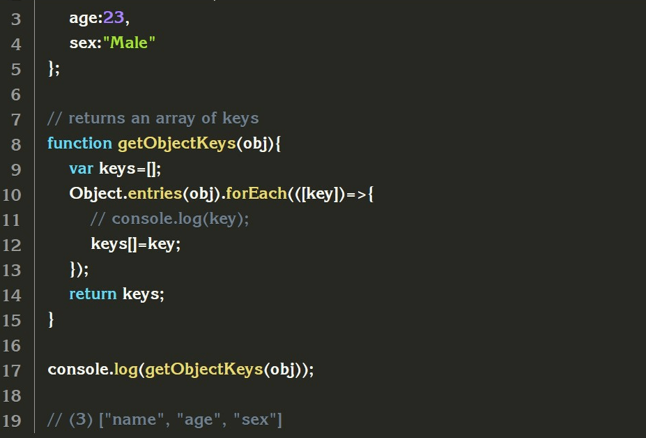 Get keys of a JavaScript Object