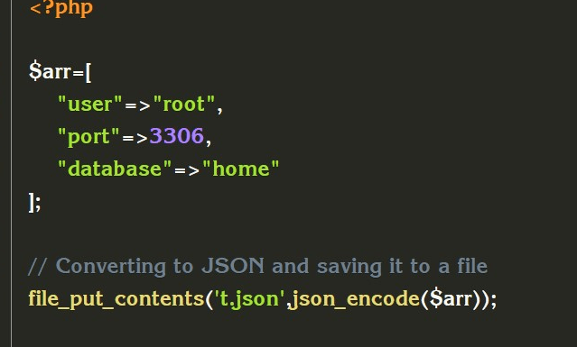 PHP array to json file and json file to array