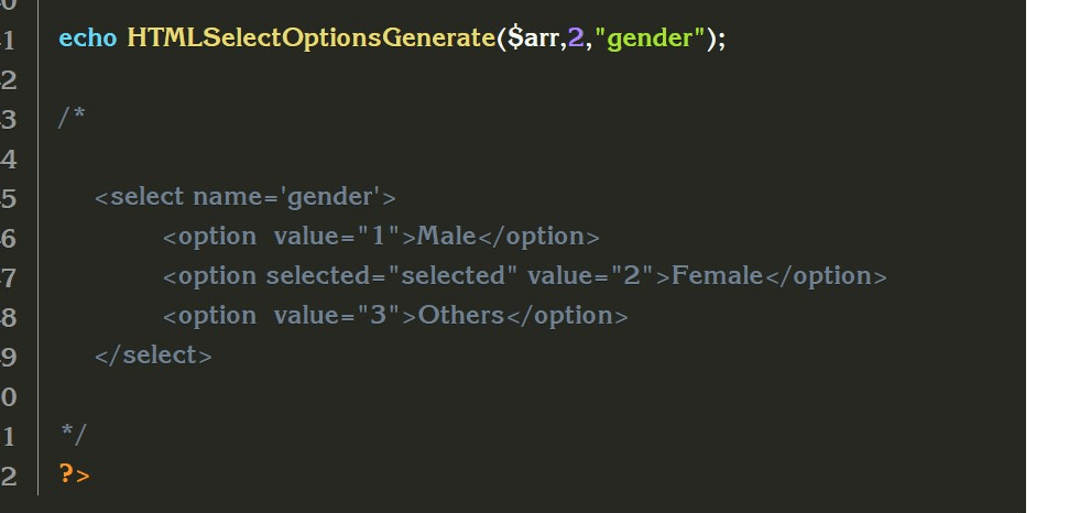 PHP Generating HTML Select tag input options dynamically
