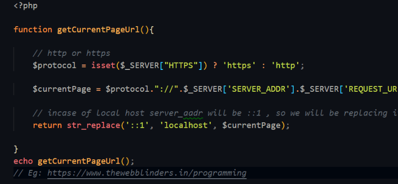 PHP get current page full url