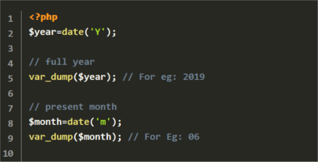PHP getting present date,date time, year, month, day 